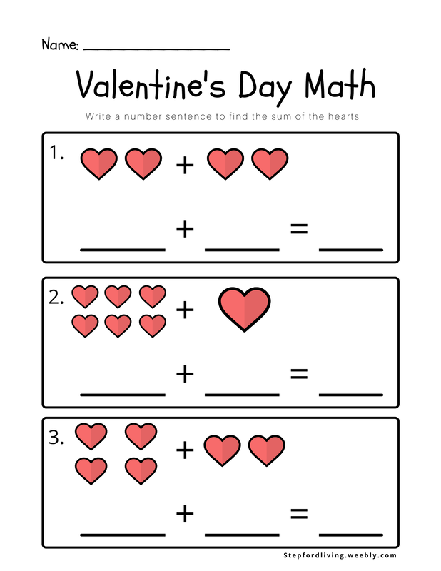 Valentine's Day math worksheet